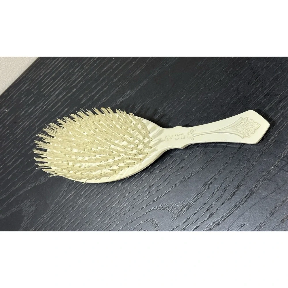 Vintage AVON Hair Brush Plastic Victorian Look Etched Design Vanity Decor